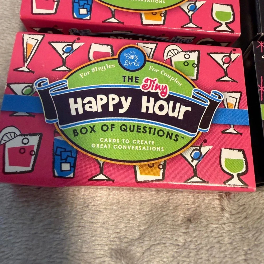 The Box Girls The Tiny Happy Hour Matchbox Style Box of Questions Party Game New